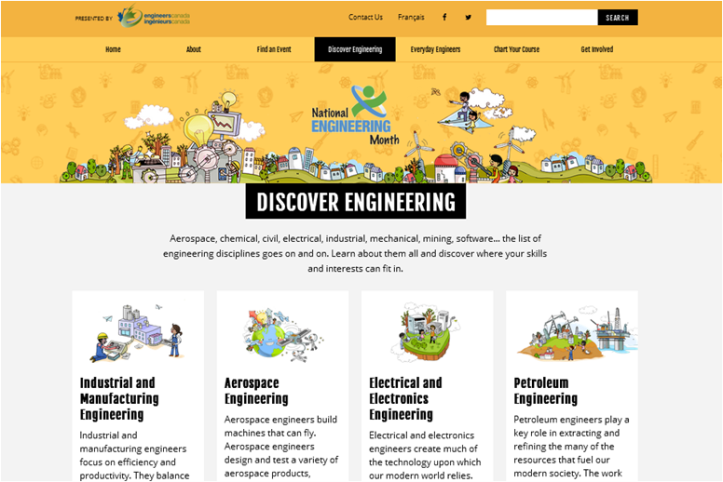 A Screenshot of NEM’s Discover Engineering page (used with permission) 